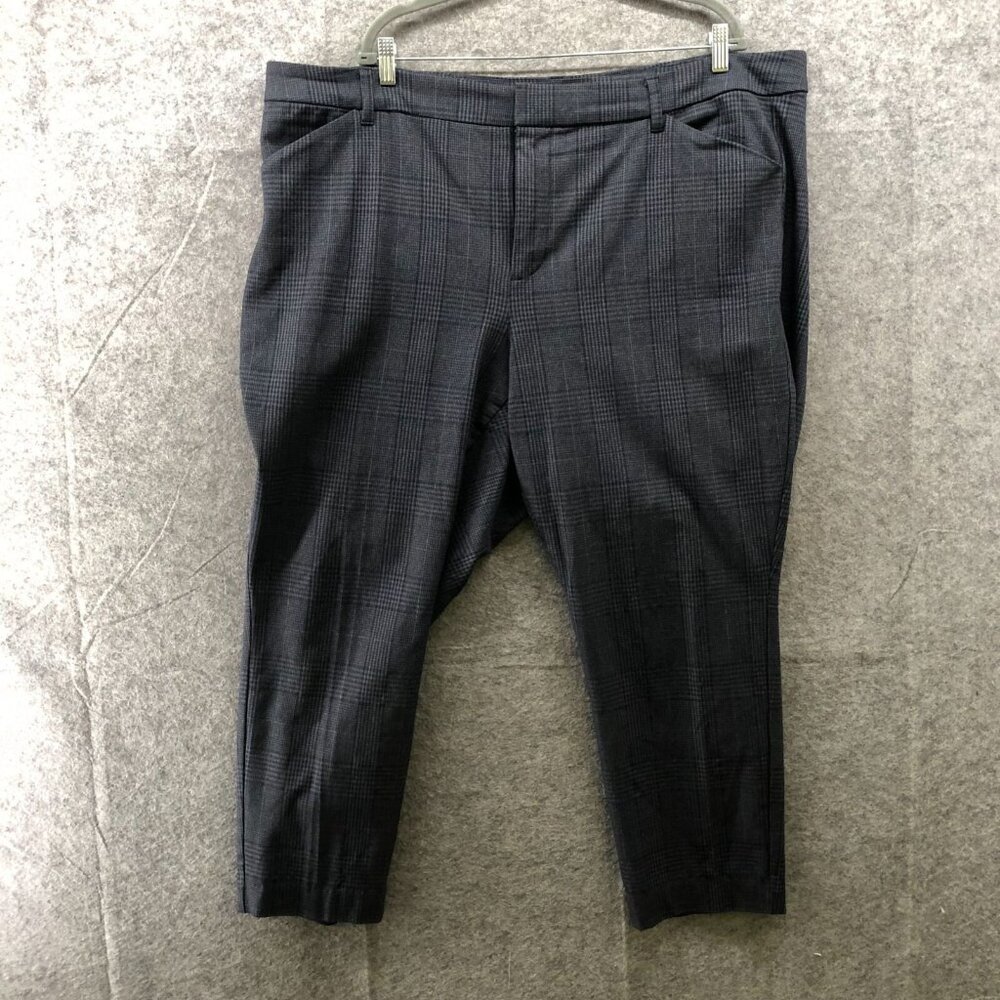 Old Navy‎ High-Rise Pixie Pants Plus Size 24 Gray Blue Plaid Dress Pant Trouser
